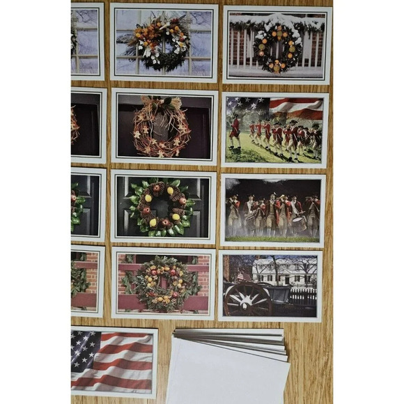 Colonial Williamsburg Foundation Set of 13 Blank Greeting Cards Assorted Wreaths - Picture 4 of 8